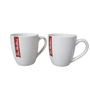 Tim Hortons 2017 Red and White Set of 2 Coffee Tea Mugs Cups